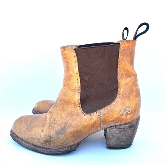 Bed Stu Cobbler Chelsea Ankle Heeled Leather Boots Camel Tan Size 10 - Picture 7 of 12